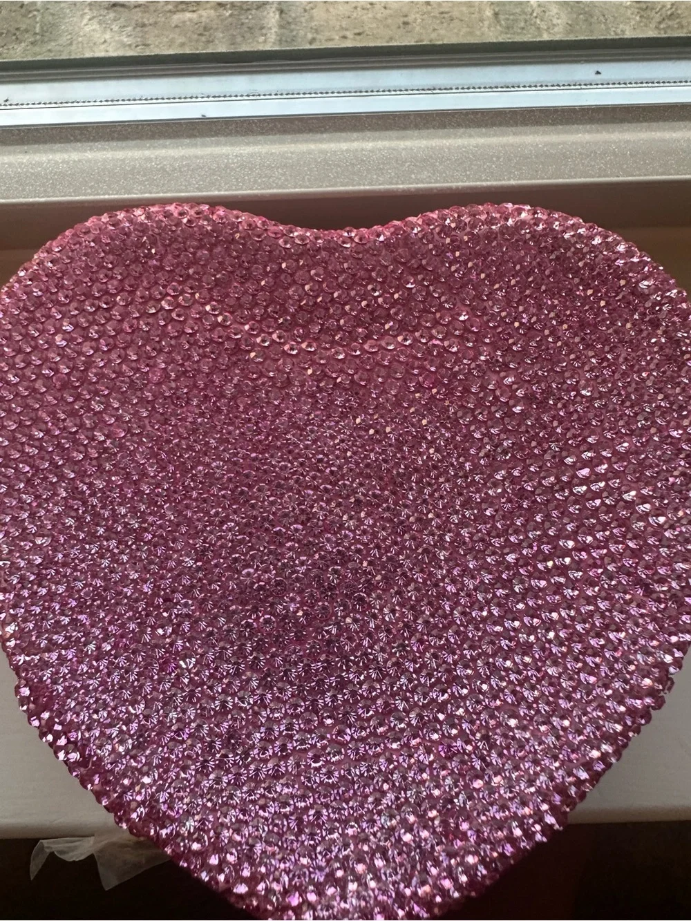 Pink Rhinestone Heart Jewelry Box Travel Case w/ 3 CZ Stud Earrings NIB NWT
